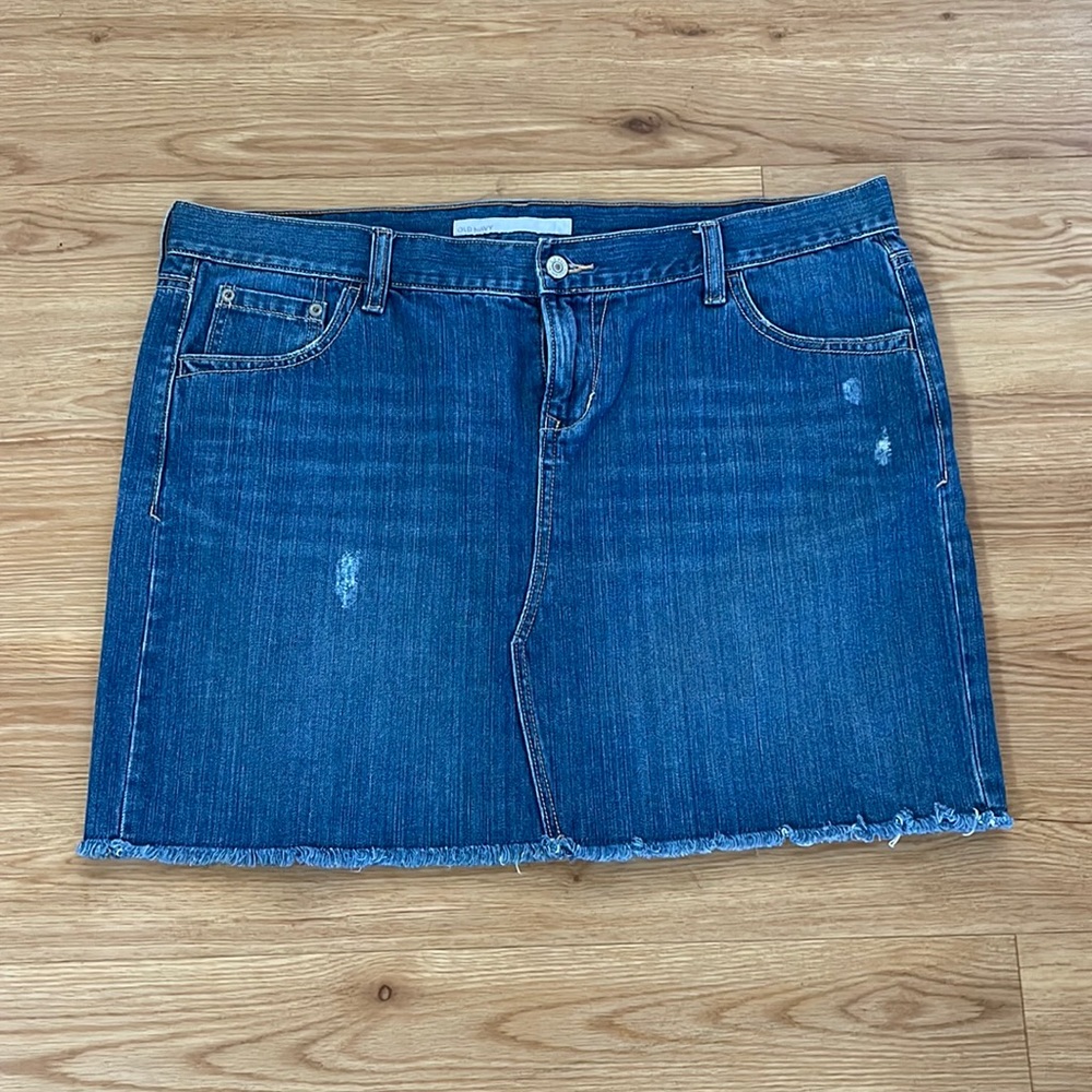 Old Navy Denim Skirt Raw Hem Size 16
